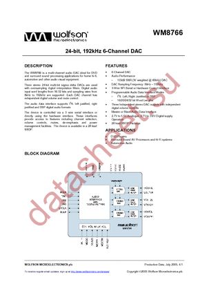 WM8766GEDS/RV datasheet  